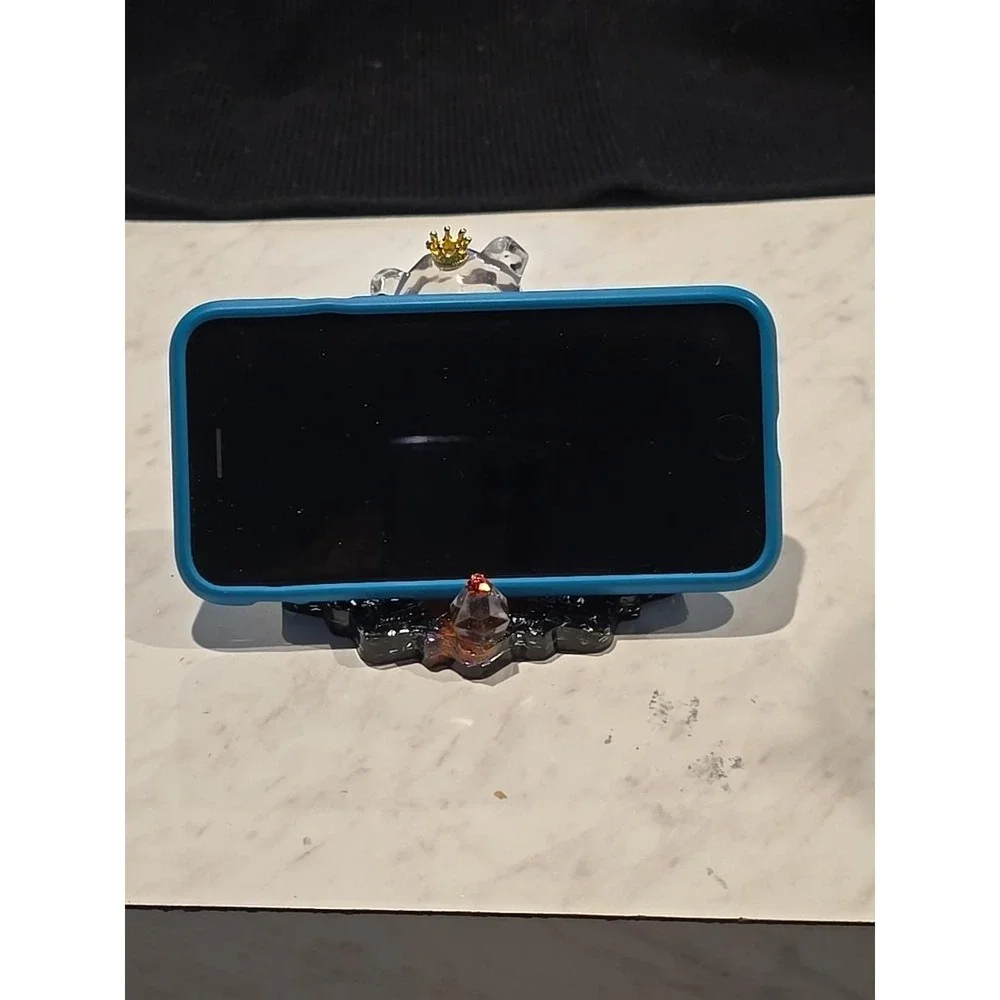 Handmade Resin Cell Phone‎ Holder Red Black Clear Bear 737
